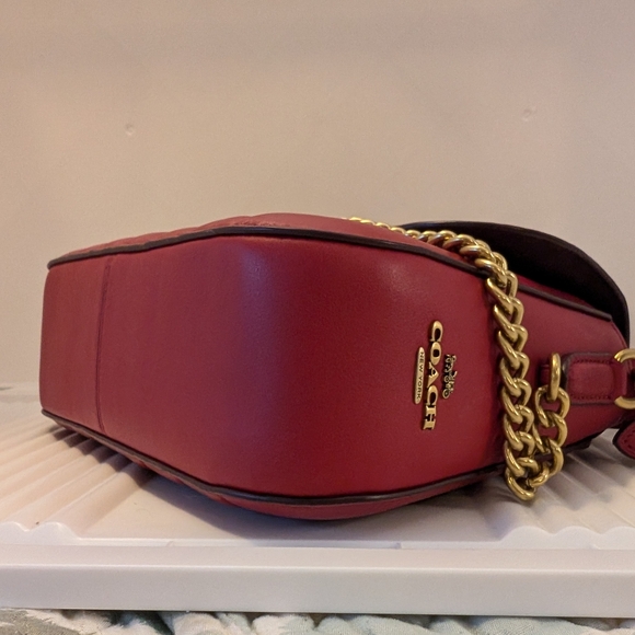 Coach x Jennifer Lopez Marley Top Handle Satchel Linear Quilting Dark Cardinal - Picture 13 of 13